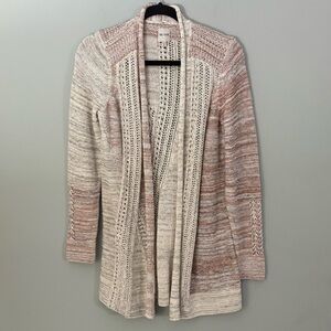 Nic + Zoe XS Open Front Textured Knit Cardigan Multicolor Long Sleeve